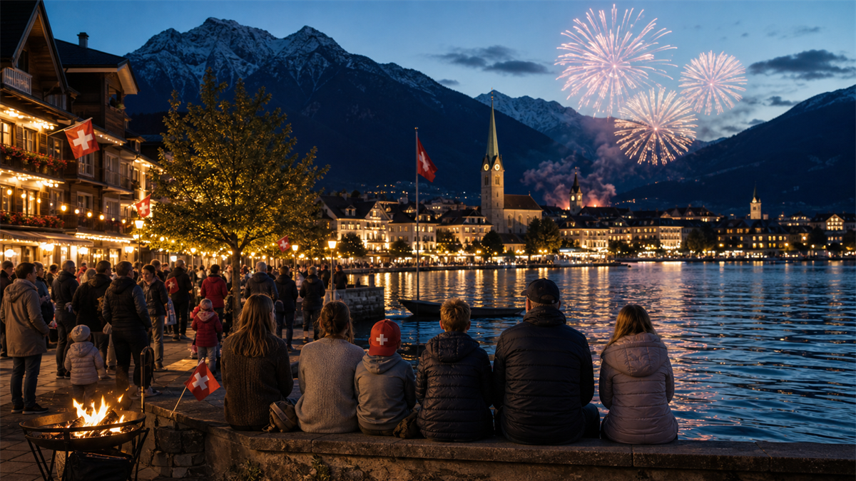 Bundesfeier in der Schweiz im passenden regionalen Kontext