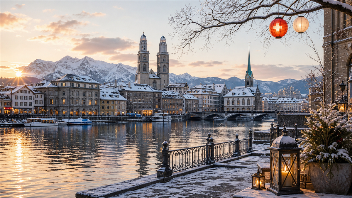 Neujahr in der Schweiz im passenden regionalen Kontext